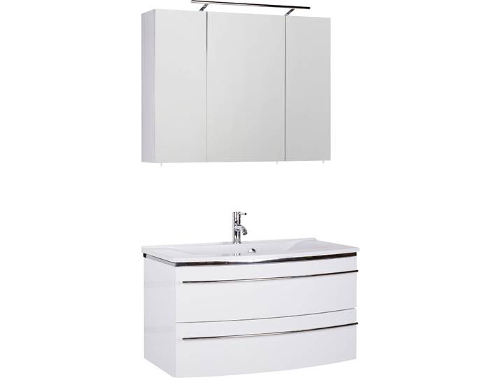 Badmöbel-Set SAPHIR 3040 , weiss (weiß glanz, weiß glanz), B:90cm, Kastenmöbel-Sets, Badmöbel-Set, Breite 90 cm