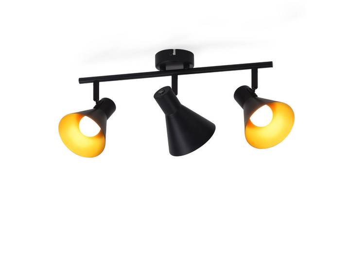 Nettlife Deckenstrahler Welle 3-flammig 49/11/21 cm, Schwarz, Metall, E14, 11x21x49 cm, Lampen & Leuchten, Innenbeleuchtung, Spots & Strahler, Wandstrahler