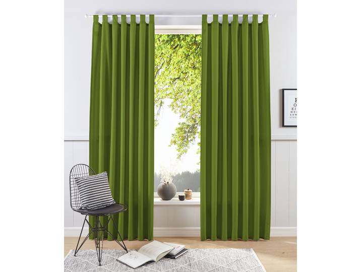 Vorhang GOODPRODUCT Raja mit Schlaufen, 2er Pack, blickdicht, Topseller Gr. 3, grün, B:140cm H:225cm, Polyester, Recyceltes Material, Gardinen, Vorhang, 2er-Set, Bestseller, einfarbig, modern, pflegeleichte Mikrofaser