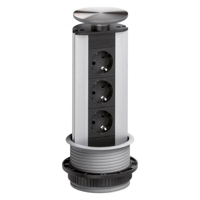 Schulte Elektrotechnik Steckdosenelement EVOLINE PORT 3f Steckdose, Edelstahl, 2,5m (417504)