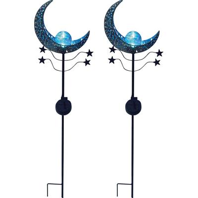 Gartenleuchte LUXFORM "Solar-Erdspieß-Gartenlampe - Mandala - 2 Stück", blau (bronzefarben, blau), 2 Stk., Leuchten, Gartenleuchte, Dekoratives Gartenornament