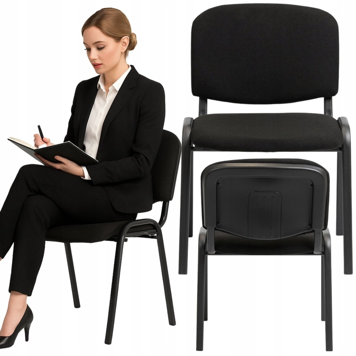 Bankietowo ISO Serie Vergaderstoel Zwart Ergonomisch met Stalen Frame en Stapelbaar ontwerp