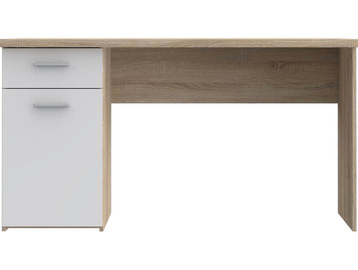 Schreibtisch FORTE Tempra , weiss (sonoma eiche, weiß, sonoma eiche, sonoma eiche), B:140cm H:76,5cm T:60cm, Tische, Schreibtisch