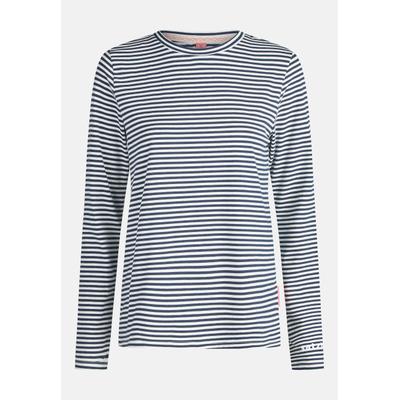 Langarmshirt SALZHAUT "Longsleeve ACHTERN", Damen, Gr. XS, blau (navy sanftes weiß), Obermaterial: 95% Baumwolle CO. 5% Polyester PES., Shirts Langarmshirt