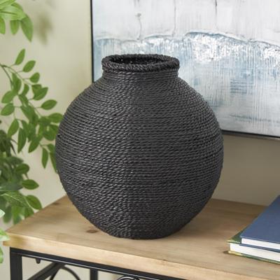 ARCILLA ELEMENTAL Black Metal Handmade Wrapped Pot Decorative Vase