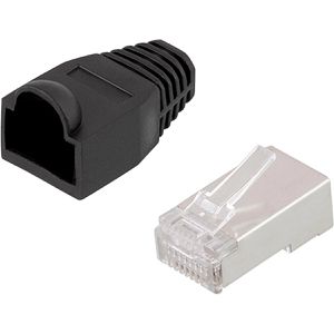 LogiLink Modularstecker MP0012, schwarze Tülle, Cat.5e, RJ45, geschirmt, zum Crimpen, 100 Stück