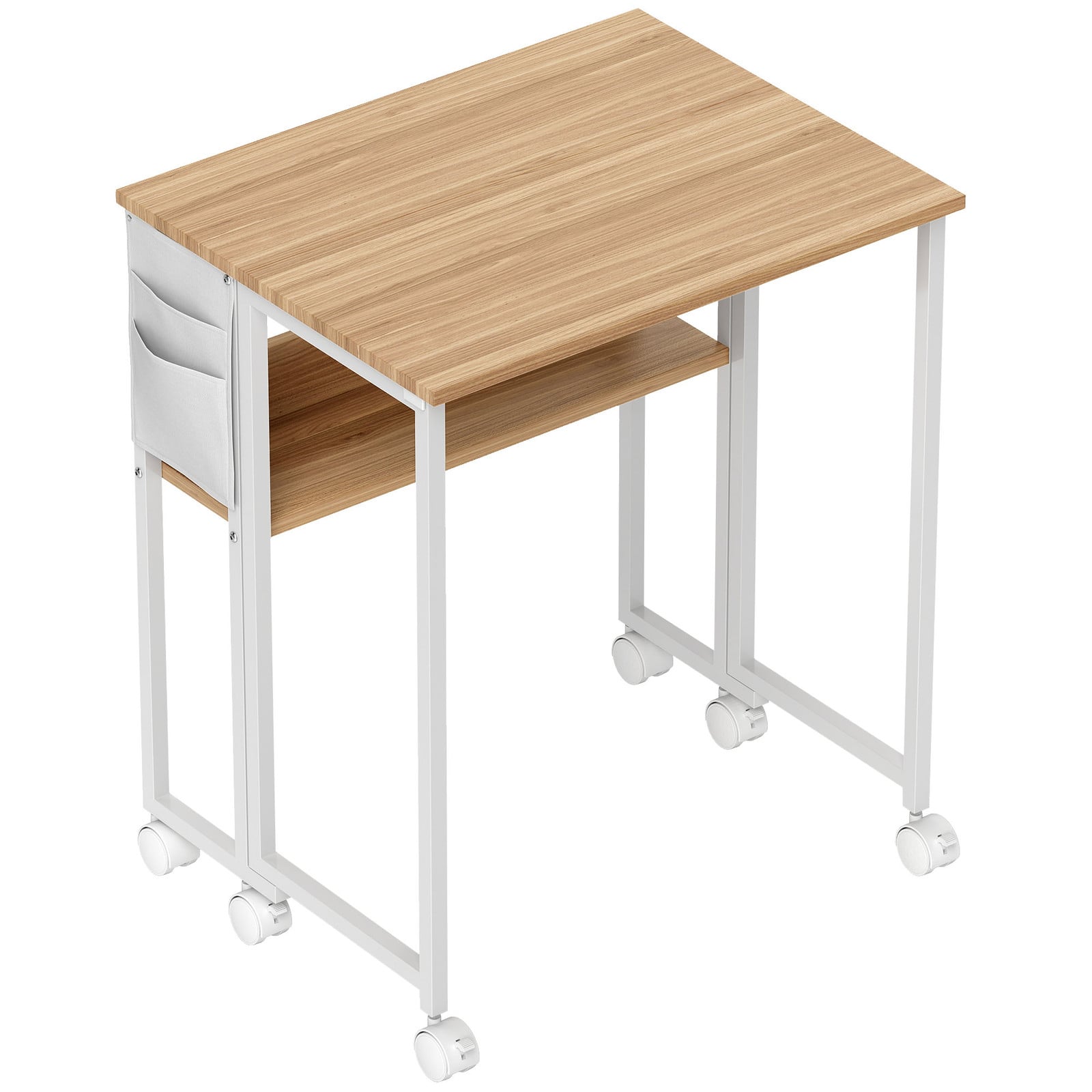 HOMCOM Inklapbaar Bureau en Bijzettafel met Open Plank, Natuur