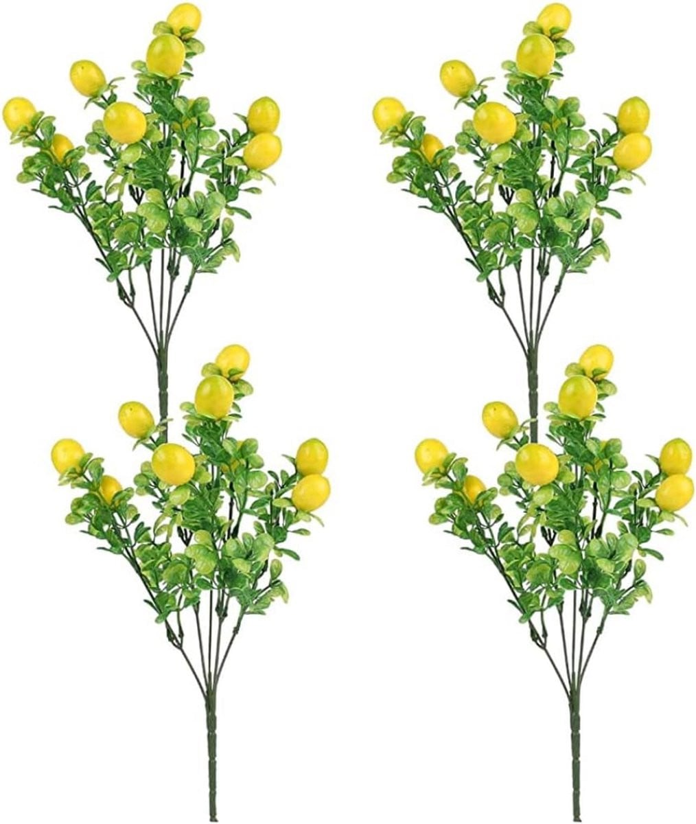 Set van 4 kunstmatige citroentakken met groene bladeren voor decoratie