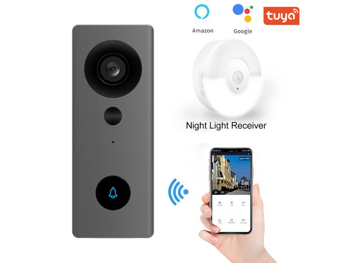 Sonnette IP WIFI 2MP 1080P Tuya APP, alimentation cc, grand Angle 130 degrés, visionneuse visuelle de porte, visiophone avec carillon intérieur