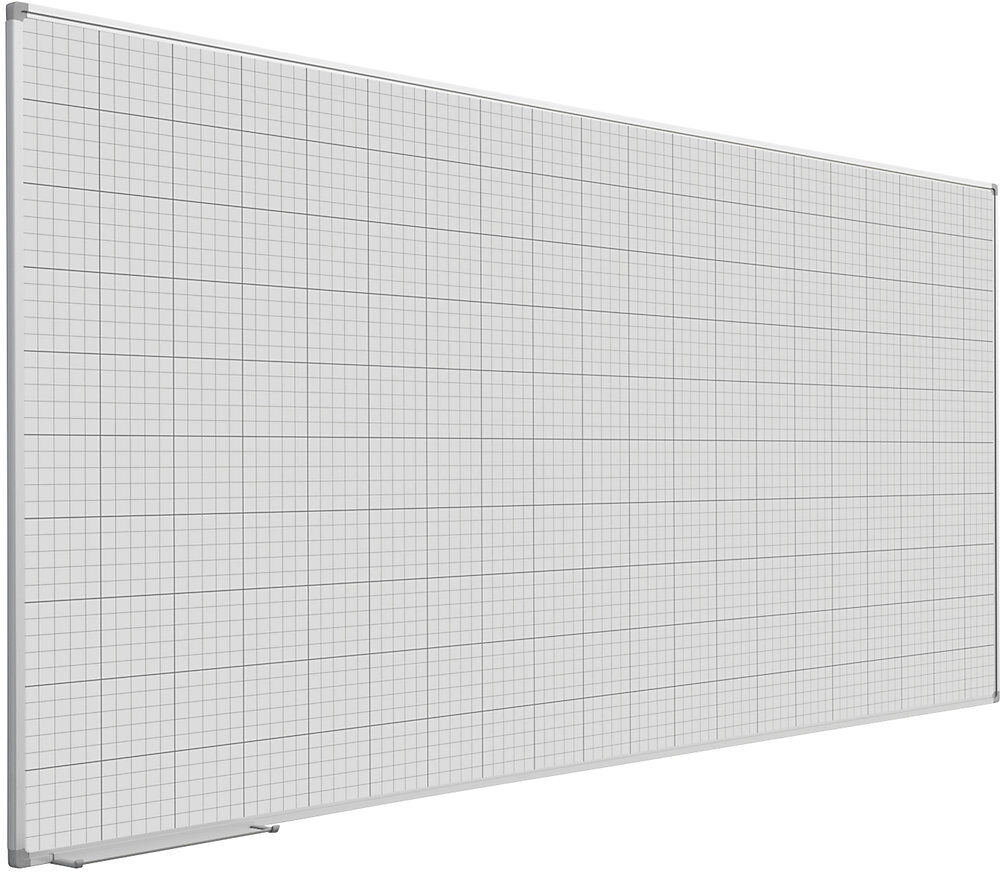 Rastertafel, weiß lackiert, BxH 2000 x 1000 mm, Raster 20 x 20 / 100 x 100 mm eurokraft basic