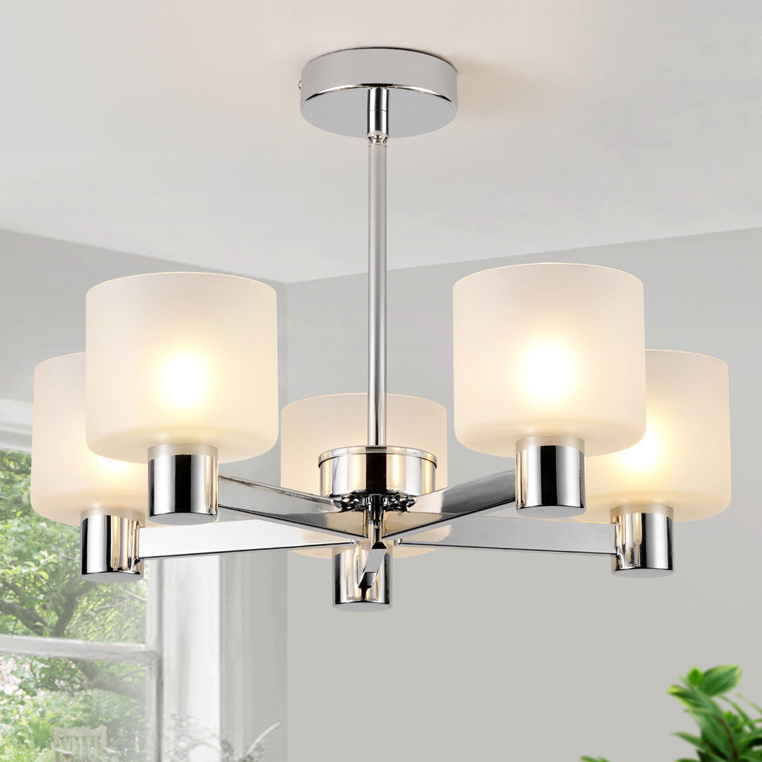 Latitude Run Glass Semi Flush Mount White