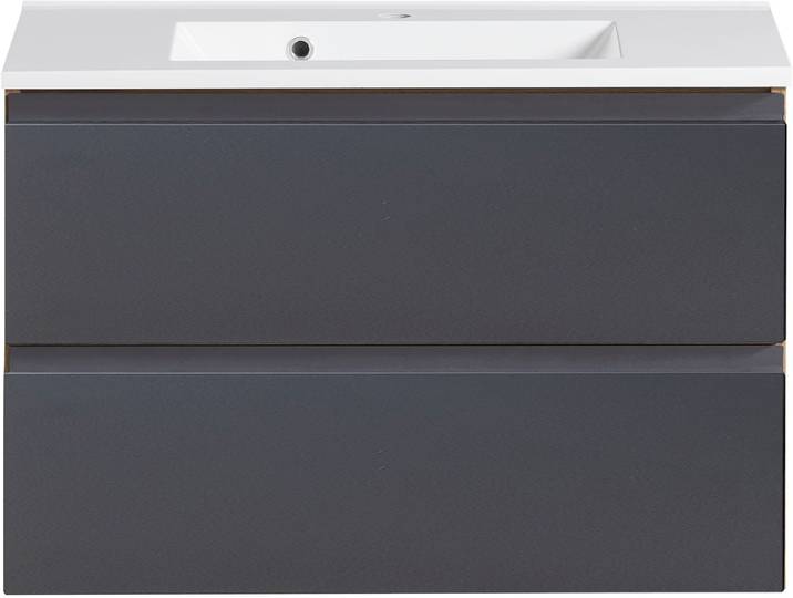 Waschtisch WELLTIME Sölden , grau (grau, wotaneiche), B:80cm H:56cm T:47cm, Waschtische, Waschtisch