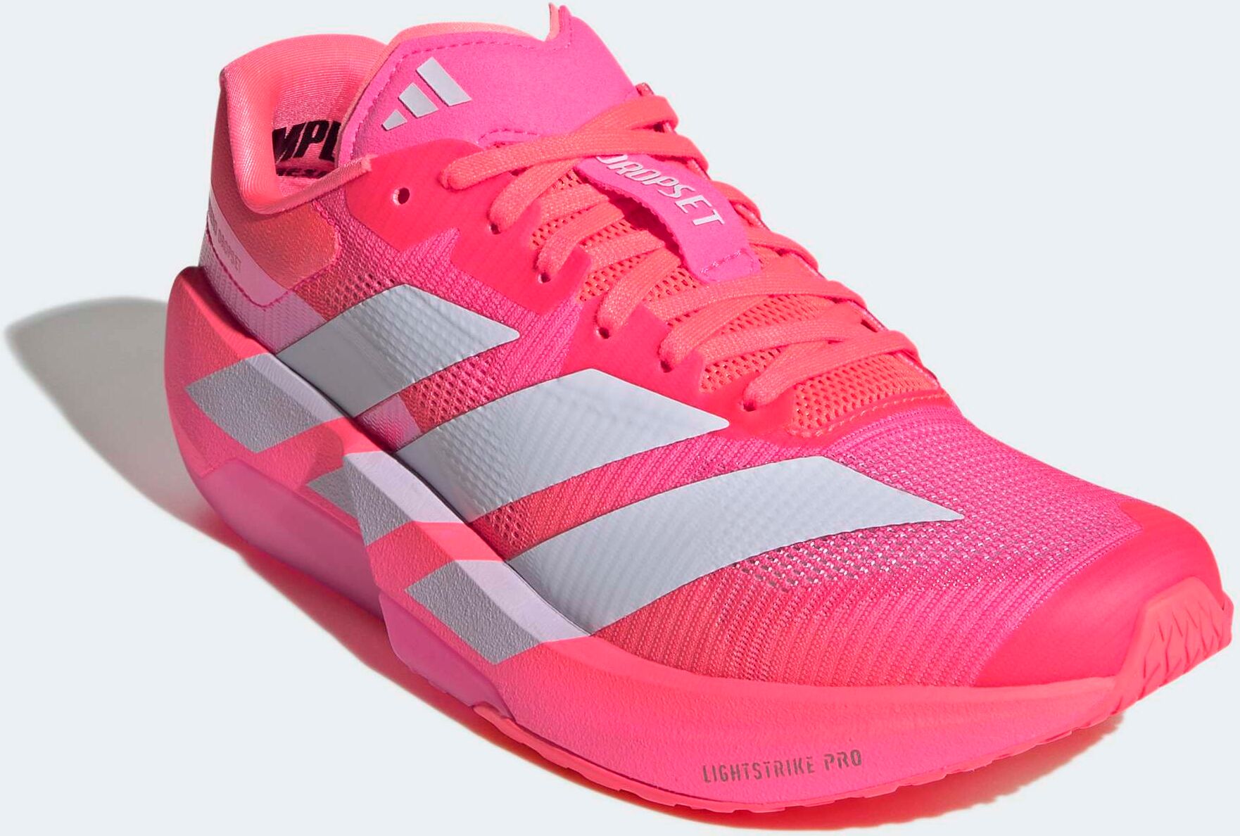 Trainingsschuh ADIDAS PERFORMANCE "ADIZERO DROPSET PRO", Damen, Gr. 38, pink (solar turbo, frozen lila, lucid pink), Textil, Schuhe Trainingsschuh