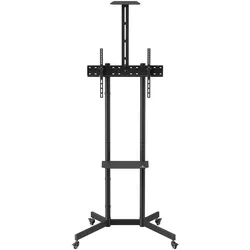 Maclean Mobile TV con Ripiano per Fotocamera (45 kg, 37" - 70"), TV Ständer, Schwarz