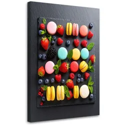 LEINWANDBILD Makronen Kekse und Früchte 80x120cm
