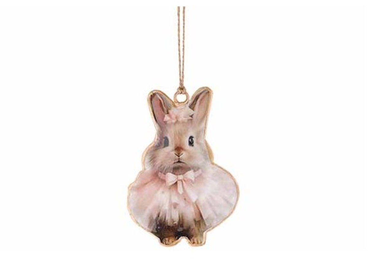 Cosy @ Home Vintage Fluffy Rabbit Hanger Roze Emaille H x B x D: 6,5 x 10 cm