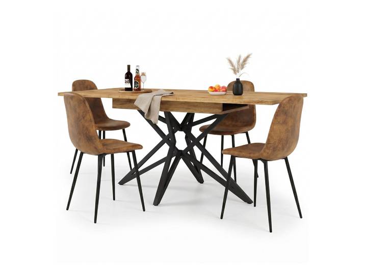 ESSTISCH-SET 1+4 ausziehbarer tisch mit 4 esszimmerstuhl