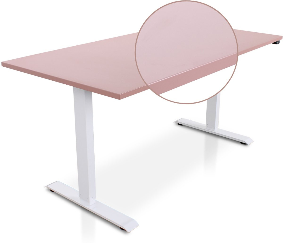 Lineaflex MRC EASY Zit-Sta Bureau – Elektrisch Verstelbaar – Breedte: 160 cm, Diepte: 80 cm – Blad Dusty Rose – Wit Frame
