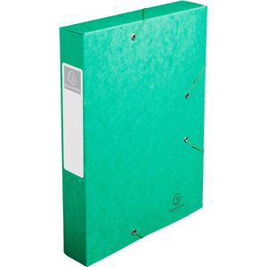 Exacompta Heftbox Cartobox, 16003H, aus Colorspan-Karton, A4, 6 cm Füllhöhe, grün, Verschluss seitlich mit Gummizug