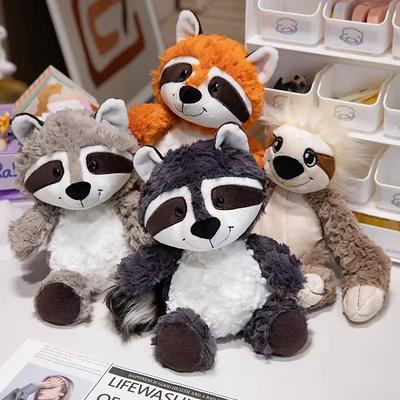 Inspire Curations Kawaii Raccoon, Fox, And Sloth Plush Pillow Soft Stuffed Animal Pillow For Kids dark Gray Raccoon 13.8 In