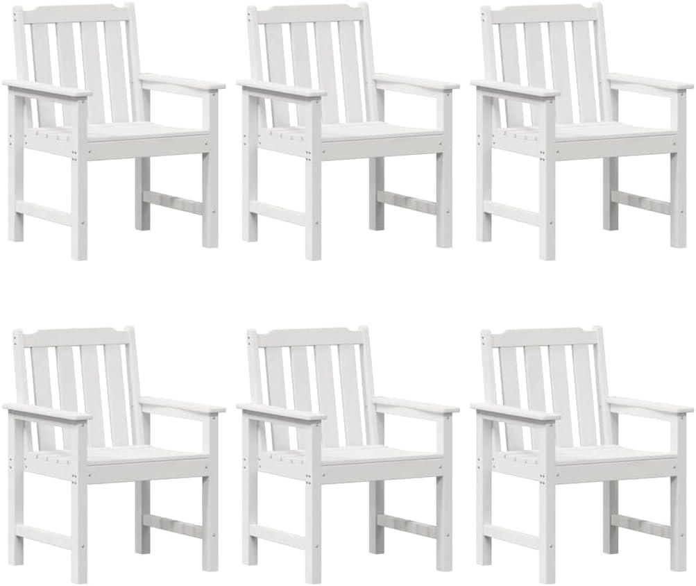 6 weiße Gartenstühle aus Polyethylen, 65,5 x 59 x 88 cm, ergonomisches Design für Terrassen und Gärten