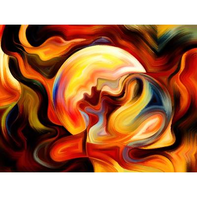 Fototapete PAPERMOON "Abstrakt Gesicht", bunt, B:4,5m L:2,8m, Vlies, Tapeten