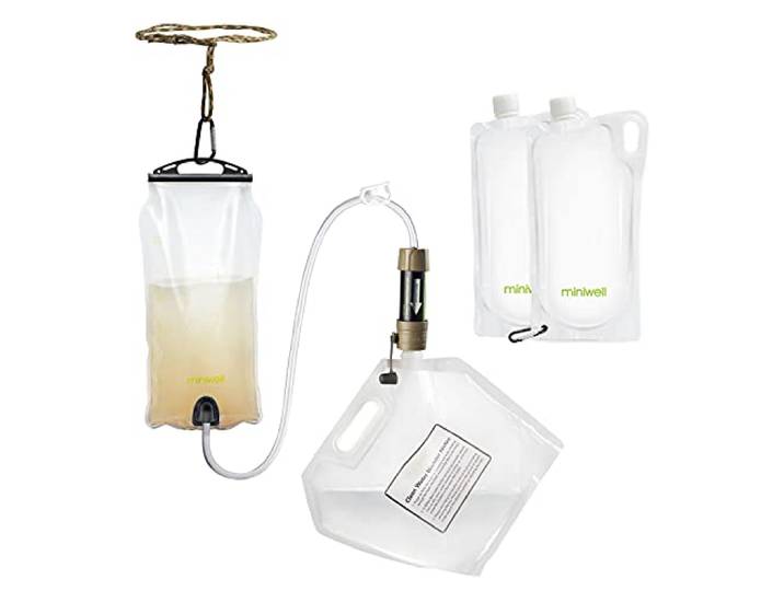 miniwell Outdoor Wasserfilter, Wasser Filter für Camping Reisen und Wandern, Wasseraufbereiter für Trinkwasser (Mit Wasser-Reservoir und Wasserbeutel)