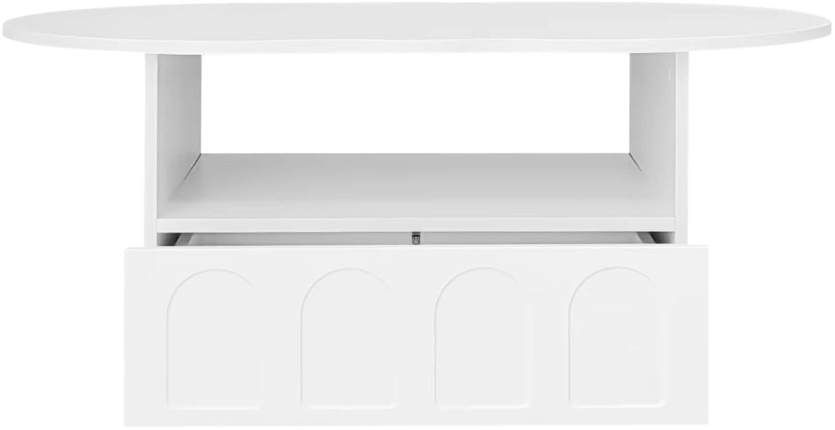 Happiq Wolkvormige Salontafel met Lades en Opbergvakken - Wit - Breedte: 100 cm