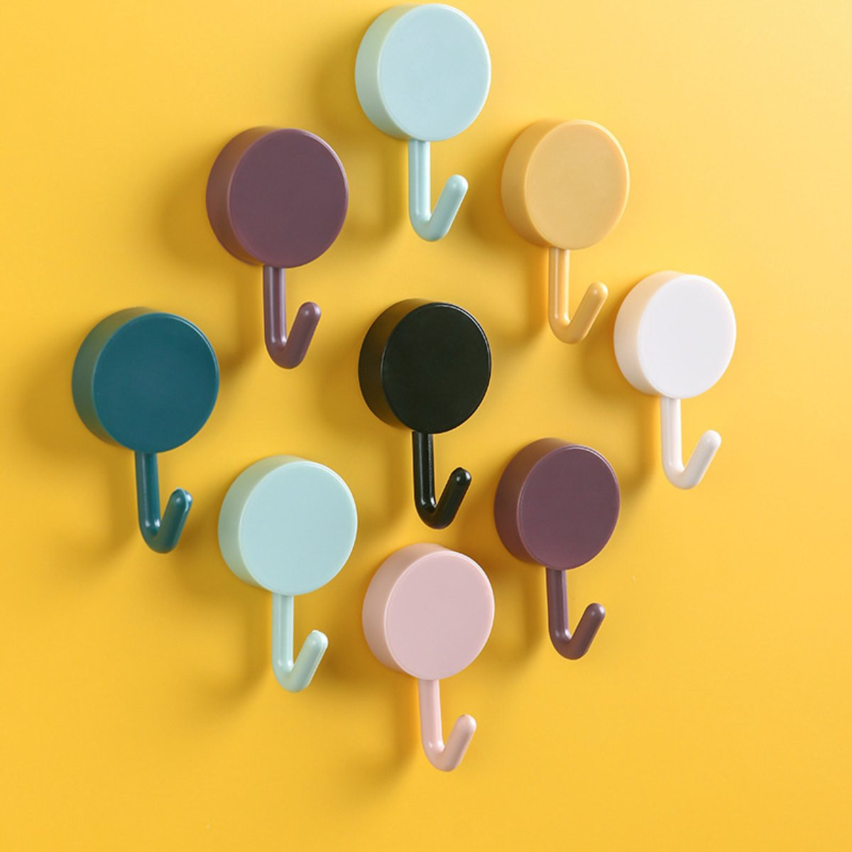 9 stuks Zelfklevende ronde wandhaken in diverse kleuren voor kleding en accessoires