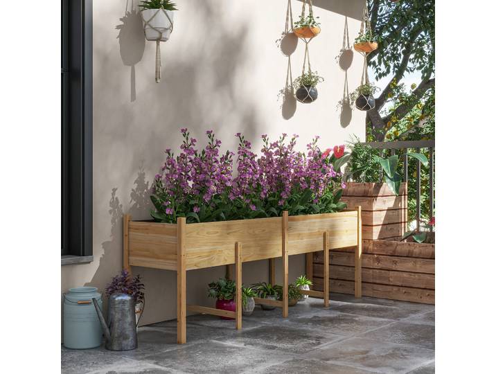 Outsunny Jardinière sur Pieds Bois Sapin avec Irrigation