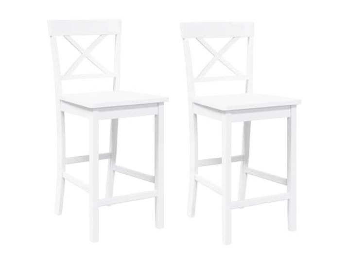 HKLGBVCR Barhocker, 2-teilig, weiß, Massivholz, Hevea, mit Rückenlehne Massives Gummibaumholz, ergonomische Rückenlehne, zeitloses Design, vielseitig einsetzbar, naturweiße Oberfläche