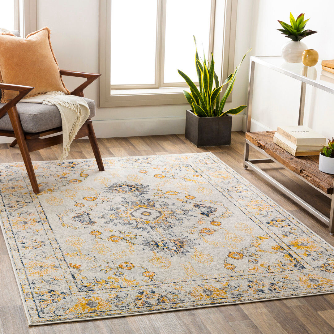 Langley Street Oriental Vintage Yellow/Beige Navy;Brown;Gray Rectangle 160 x 215cm