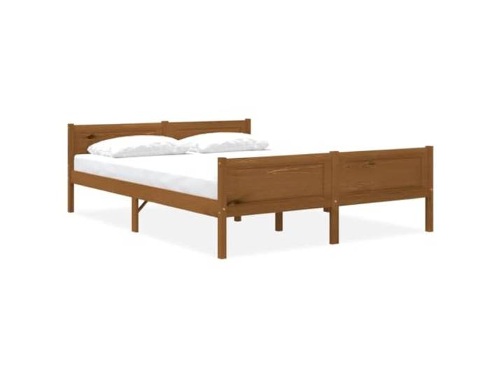 RJPLMFV Bettgestell, Kiefernholz, massiv, Honigbraun, 140 x 200 cm Ohne Matratze, Lattenrost, robuste Konstruktion, Lattenrost
