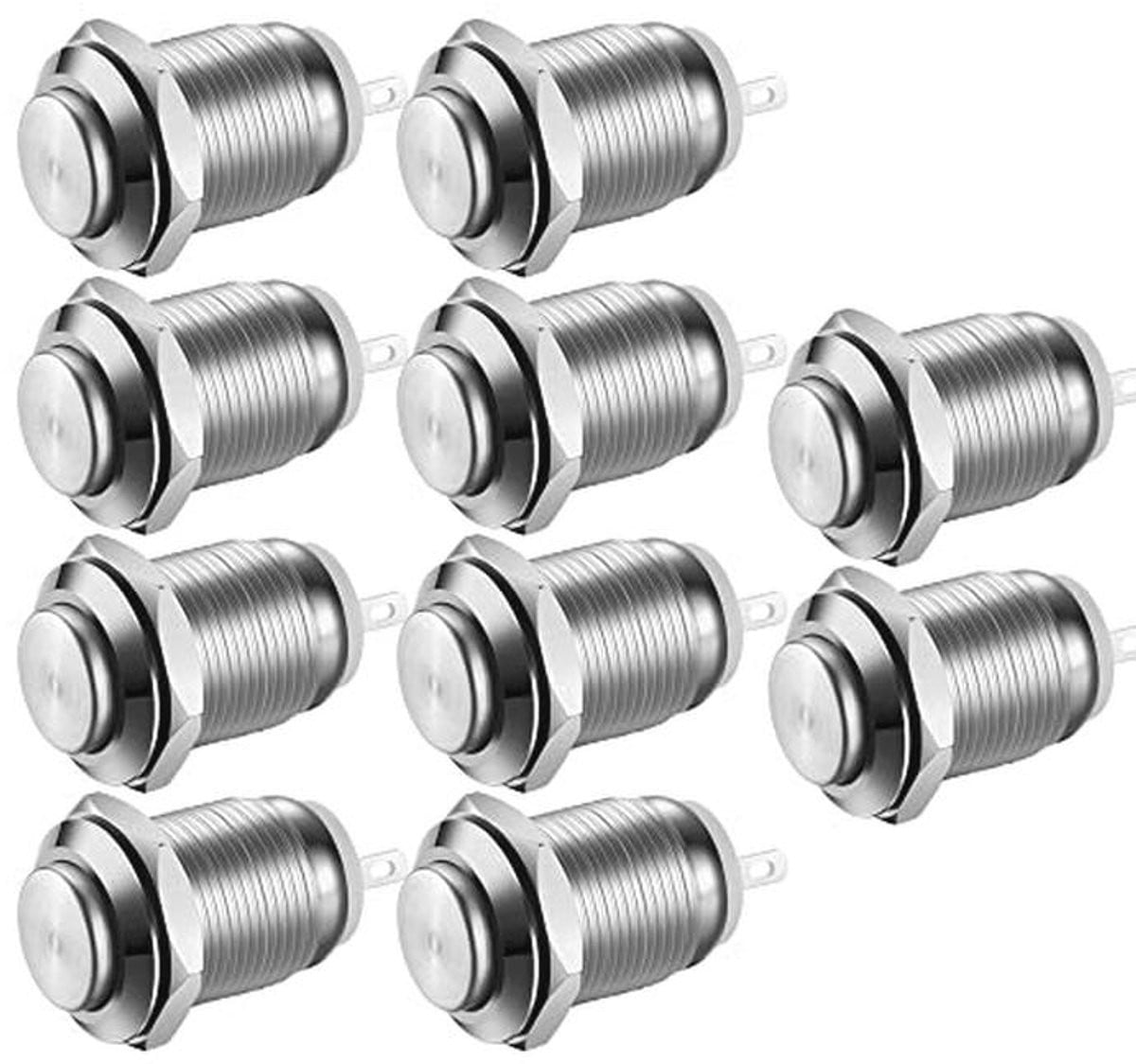 Set van 10 waterdichte drukknopen met hoge kop, 12mm, AAN-UIT