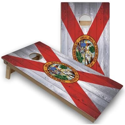 Skip's Garage Solid Wood Cornhole Boards - Florida Flag Design
