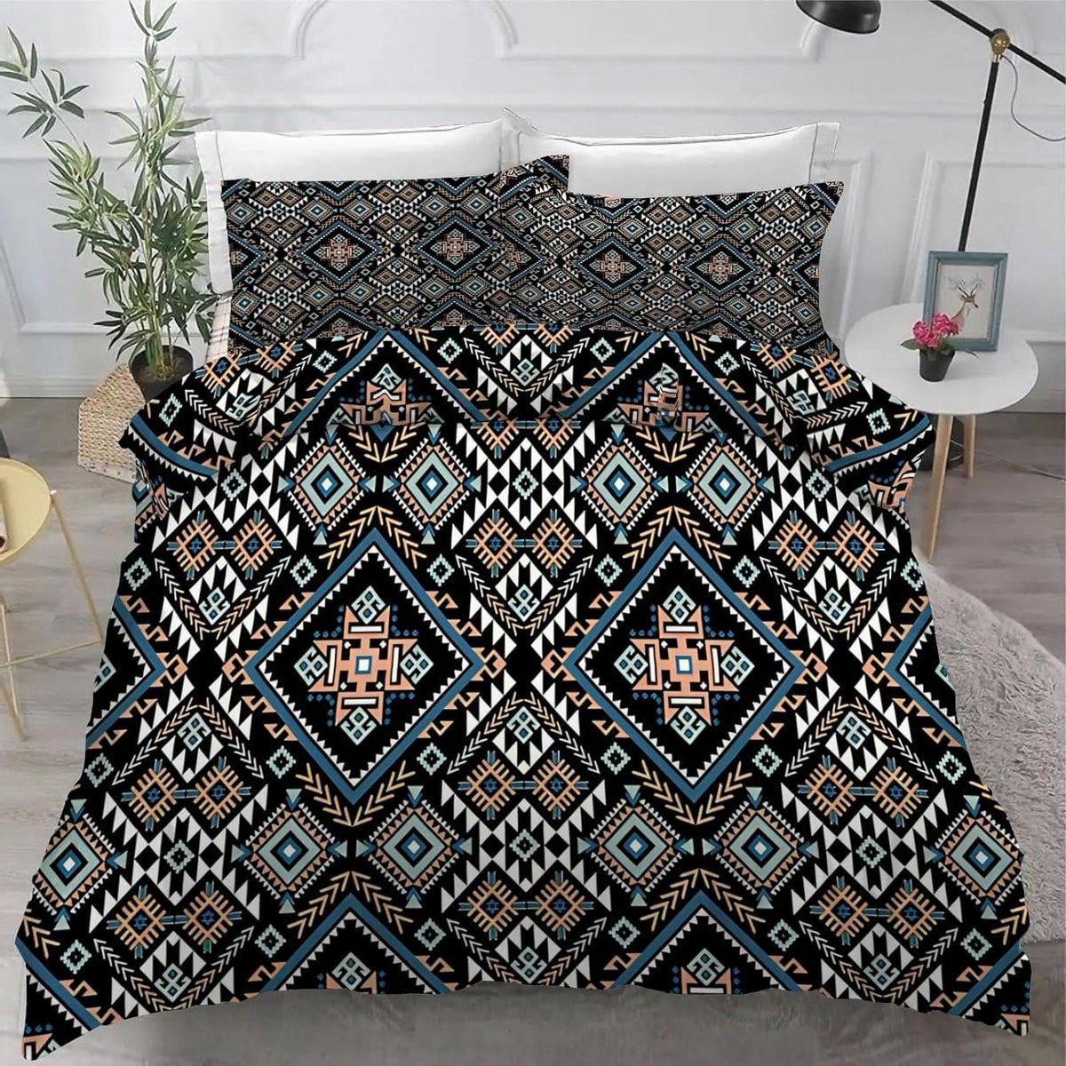 Omkeerbaar Bohemian Dekbedovertrek Set met Etnische Stijl - 140x200 cm