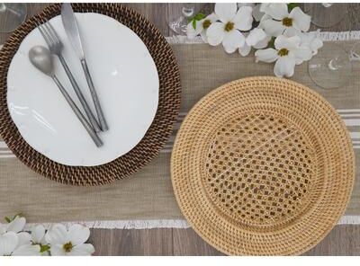 Saro Lifestyle Round Design Rattan Charger Plates (Set of 4)