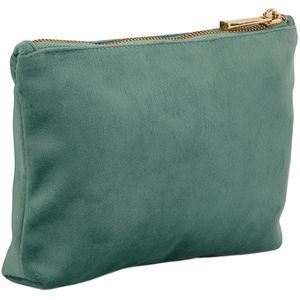 BagBase Kosmetiktasche BG714, grün, aus Samt, mit Reißverschluss, 21 x 15 cm