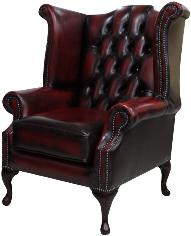 Designer Sofas For You Ltd High Back Chesterfield Upholstered Full Grain Leather Wingback Chair Antique Oxblood 106cm H X 88cm W X 89cm D