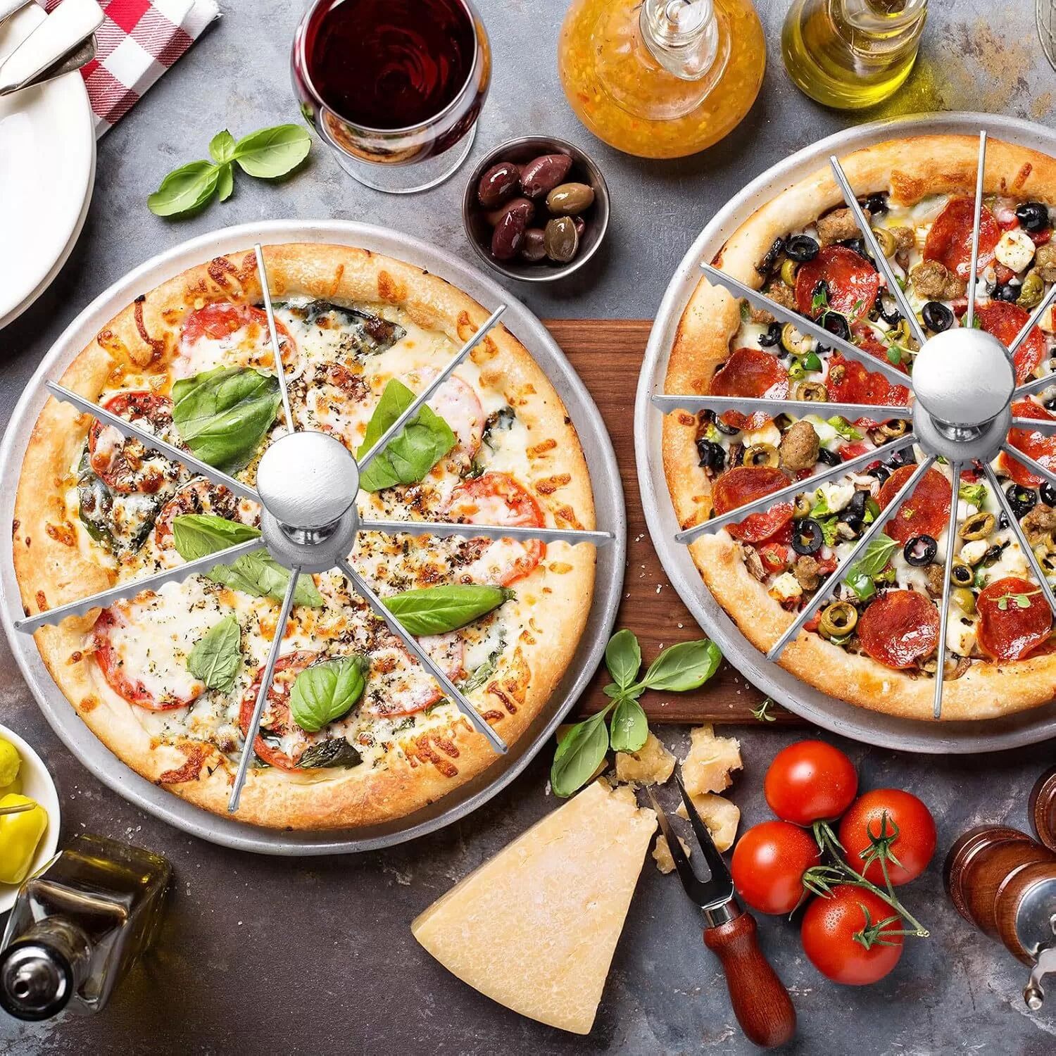 INF Neuer 6-teiliger Pizzaschneider - Pizzamesser aus Aluminiumlegierung