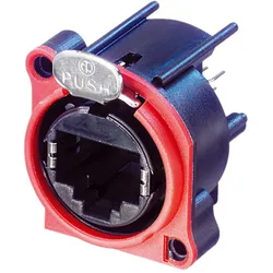 NEUTRIK® vergoldet, RJ45, PCB Vertikal, A-Flansch, 8-pol Einbaubuchse, vergoldete(r) Kontakt(e)