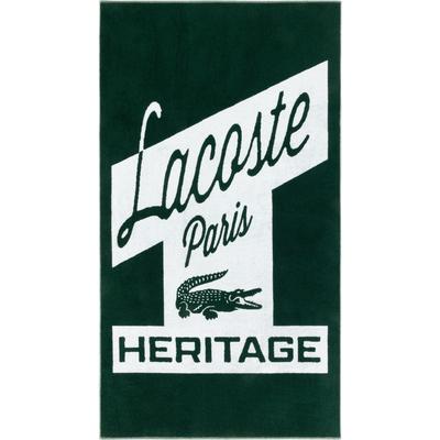 Strandtuch LACOSTE "LRETRO", grün (vert), B:90cm L:160cm, Frottier, Baumwolle, Handtücher, mit Label-Applikationen