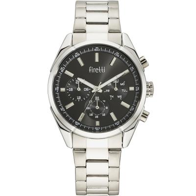 Multifunktionsuhr FIRETTI "modern precision", silber (edelstahlfarben, schwarz), Armbanduhren, Herren, Quarzuhr, Armbanduhr, Herrenuhr, Edelstahlarmband, analog, Tag