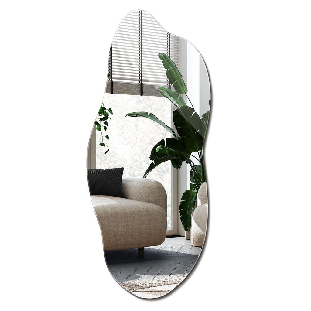 Wallfluent Spiegel, Transparent, Glas, Organisch, 35x80x0.4 cm, Spiegel, Wandspiegel