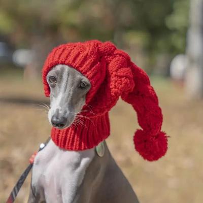 Uplift Picks Hand Knit Winter Dog Beanie And Snood For Greyhounds And Large Dogs red m