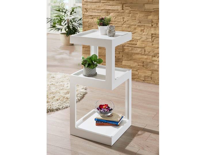 Moderner Beistelltisch, Weiss, Beistelltisch B37xH90xT37 cm