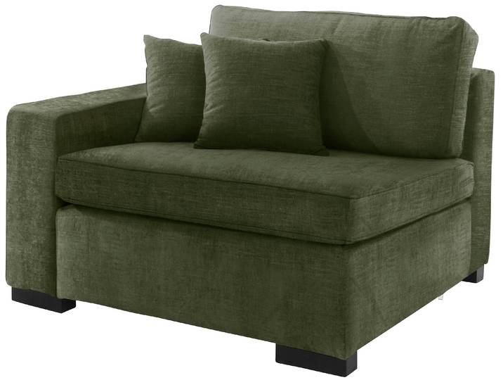 Sofaelement, Samtvelours, Grün, 110×100 cm, Armlehne Links, Klassisch, Home Affaire