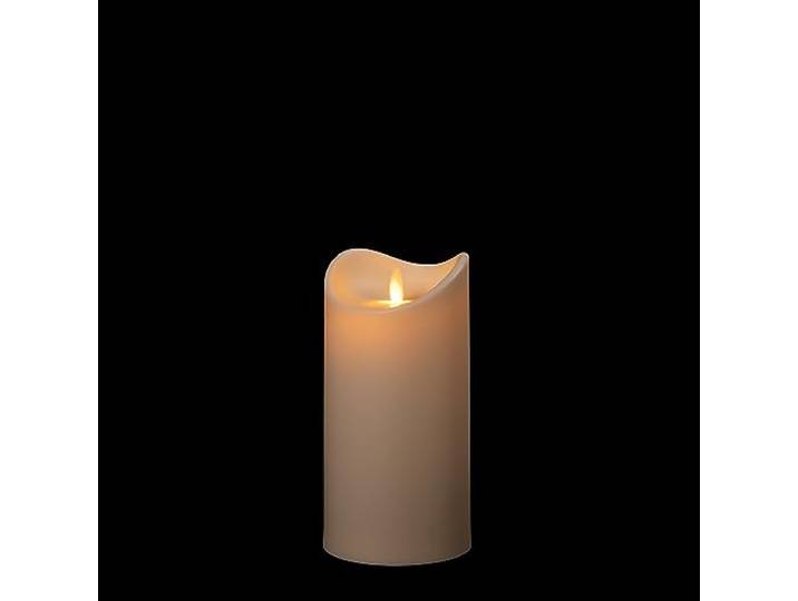 In- & Outdoor LED Kerze mit flackernder Docht-Flamme, Ø 8,9 x 15,3 bis 30 cm, flammenlose Kerzen Timer, mit beweglicher Flamme, warm-weiß beleuchtet, bis zu 800 Std., creme (ca. Ø 8,9 cm x 19,2 cm)