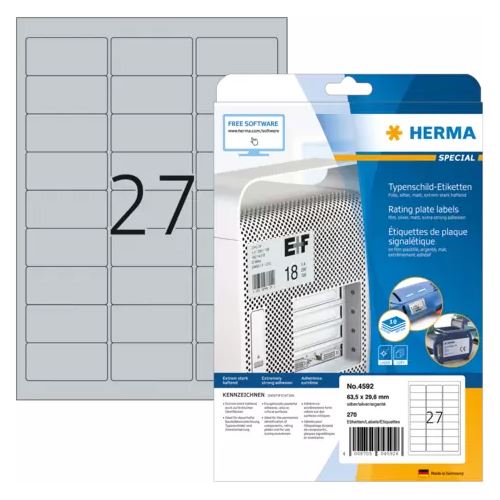 HERMA Typenschild-Etiketten SPECIAL, 63,5 x 29,6 mm, silber