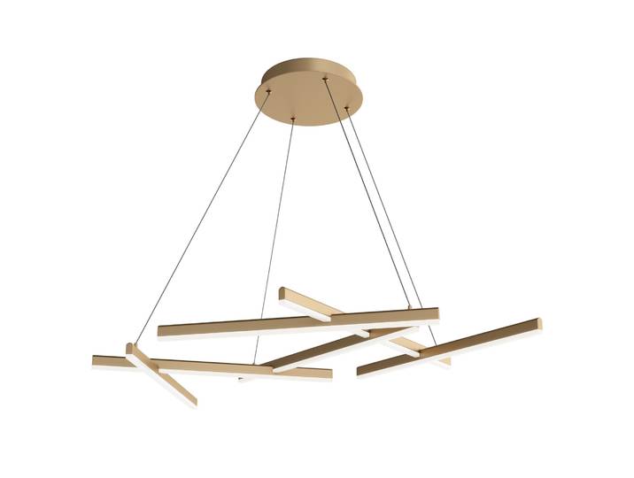 Suspension LED\, métal\, acrylique\, or mat\, L 66 cm